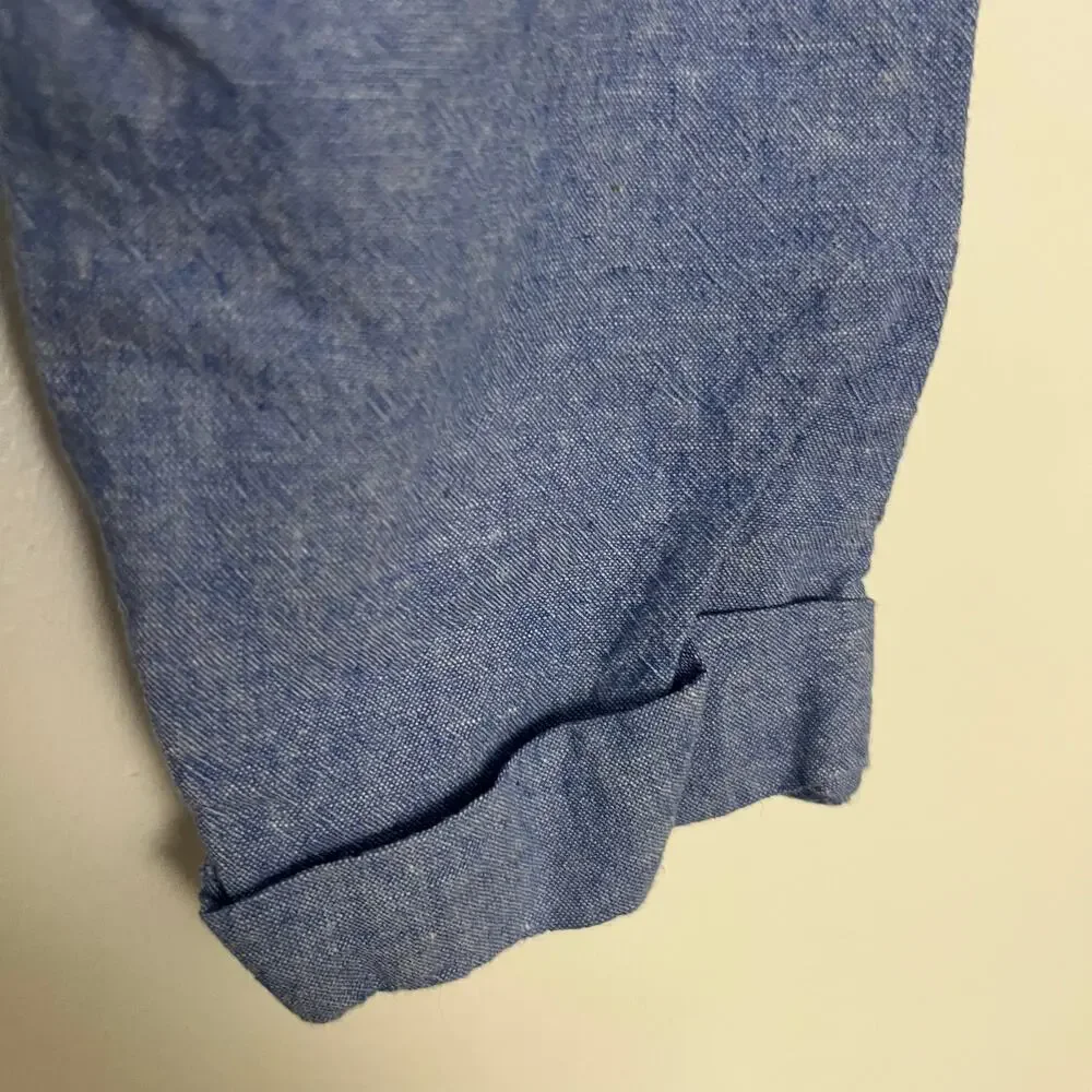 Janie and Jack Blue Linen Blend Roll Cuff Pants Toddler 18-24M Summer Casual Boy